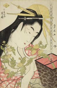 De courtisane Tsukioka van de Hyogoya, c.1797