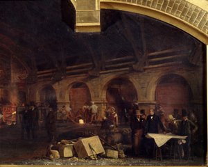 De grote smederij van Fourchambault (detail) door Ignace Francois Bonhomme