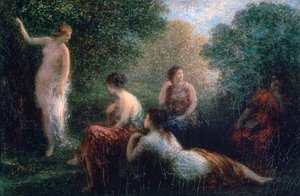 Arcadië, vrouw die baadt, 1836-1904 door Ignace Henri Jean Fantin Latour