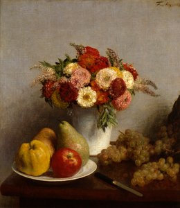 Fruit en bloemen, 1865 door Ignace Henri Jean Fantin Latour