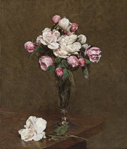 Roze en Witte Rozen in een Champagneglas