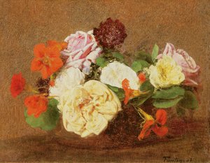 Rozen en Oost-Indische kers in een Vaas, 1883