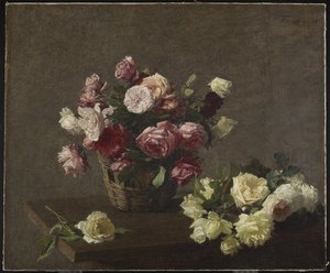 Rozen in een mand door Ignace Henri Jean Fantin Latour