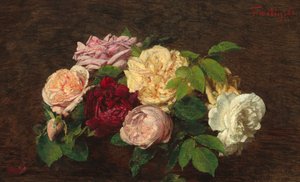Rozen van Nice op een tafel door Ignace Henri Jean Fantin Latour