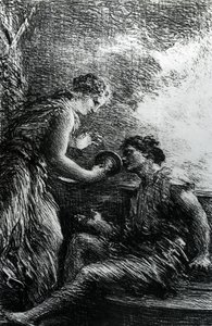 Sieglinde en Siegmund, scène uit Wagner
