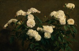 Stilleven van Witte Rozen door Ignace Henri Jean Fantin Latour