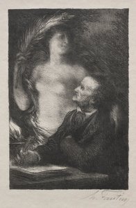 De muze, 1887 door Ignace Henri Jean Fantin Latour