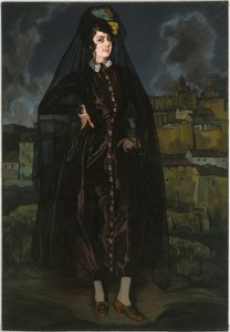 Portret van Anita Ramírez in het zwart door Ignacio Zuloaga