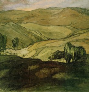 Landschap in Aragon door Ignacio Zuloaga y Zabaleta