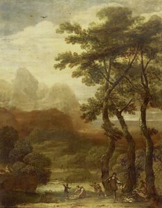 Landschap met jagers door Ignacio de Iriarte