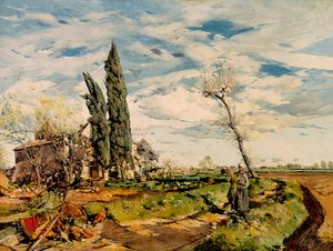 "De kapel" Schilderij door Ignasi Mallol (1892-1940). 1925. Barcelona. Nationaal Kunstmuseum van Catalonië.
