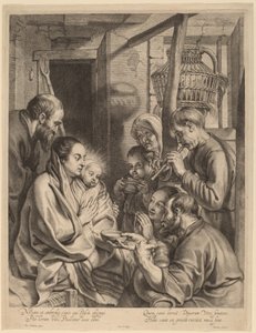 De Aanbidding der Herders door Ignatius Cornelis Marinus after Jacob Jordaens