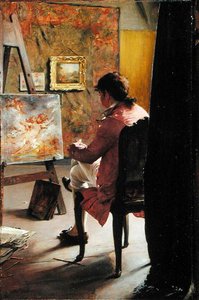 De schilder, c.1883 door Ignaz Marcel Gaugengigl