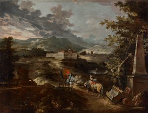 Landschap met kasteel Stattenberg door Ignaz Flurer