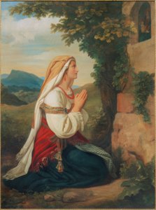 Biddende Italiaanse vrouw bij Rome