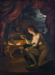 Hebe geeft de adelaar van Zeus nectar door Ignaz Unterberger