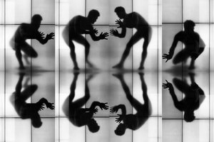 Weerspiegelde dynamische silhouetten