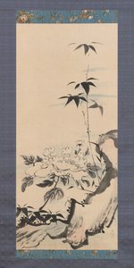 Pioenroos en Bamboe, ca. 1768 door Ike no Gyokuran