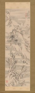 Winterlandschap, in de stijl van Guo Zhongshu, late 18e eeuw door Ike no Taiga