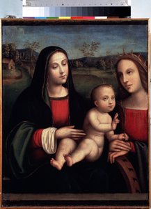 Madonna met kind en heilige Catharina van Alexandrië door Il  Francia