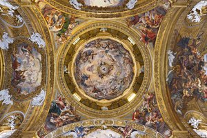 Paradijs prijst Jezus en de pendentieven met Profeten, Evangelisten en Kerkvaders door Il  Baciccio