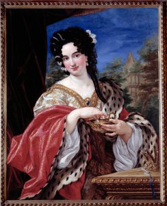 Portret van een dame in Cleopatra-kostuum door Il  Baciccio