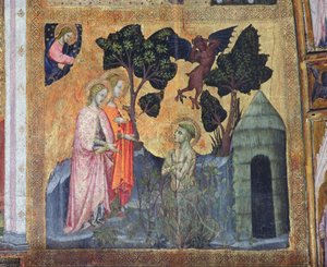 St. Franciscus werpt zichzelf in de doornige struiken, fresco uit de Porziuncola, 1393