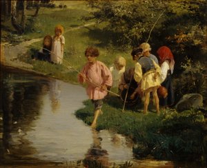 Kinderen vissen, 1882