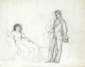 Adelina Patti (1843-1919) als Violetta in de opera La traviata door Giuseppe Verdi door Repin, Ilya Yefimovich (1844-1930), Eind 1860s-Begin 1870s - Potlood op papier - Constantijnpaleis, St. Petersburg door Ilya Efimovich Repin