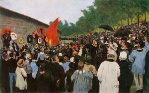 Jaarlijkse viering bij de muur van de Communards op de begraafplaats in Parijs.