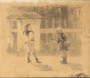 Bedelend meisje, 1889 door Ilya Efimovich Repin
