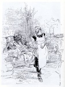 Illustratie voor de roman De dood van Ivan Iljitsj door Leo Tolstoy, 1896