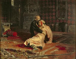 Ivan de Verschrikkelijke en zijn zoon op 16 november door Ilya Efimovich Repin