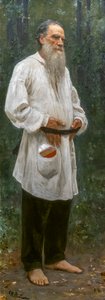 Leo Tolstoj blootsvoets door Ilya Efimovich Repin