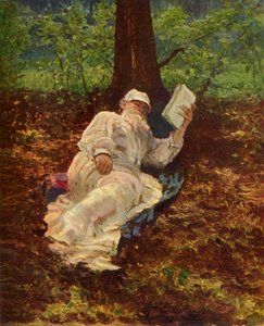 Leo Nikolayevich Tolstoy rust uit in het bos