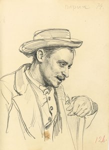 Man met een hoed in profiel door Ilya Efimovich Repin