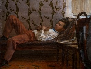 Studenten bereiden zich voor op een examen (detail) door Ilya Efimovich Repin