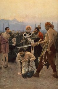 Sint Nicolaas van Myra redt drie onschuldigen van de dood door Ilya Efimovich Repin