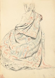 Studie voor "Een Parijse Café": Een zittende vrouw van achteren, ca. 1872-1875 door Ilya Efimovich Repin