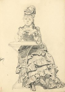 Vrouw Zittend aan een Cafétafel, ca. 1872-1875 door Ilya Efimovich Repin