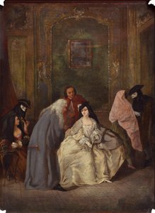 Ontmoeting van de aanklager en zijn vrouw door Imitator of Pietro Longhi
