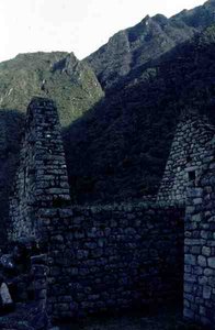 Vervallen huis van de citadel in Machu Picchu door Incan Incan