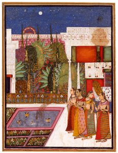 Vier vrouwen in een paleistuin, midden 18e eeuw door Indian Art