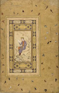 Jonge man lezend in een landschap, c. 1608-1610 door Indian Art.