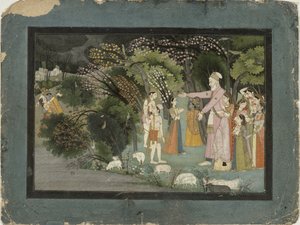 Nanda vraagt Radha om Krishna naar huis te begeleiden, uit de Gita Govinda