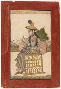 Een bejeweled dame, Kota School, 1690-1720 door Indian School
