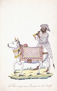 Een man met zijn os, ca. 1825 door Indian School