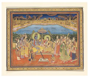 Een schilderij van Rama en Sita, India, Jaipur, ca. 1800 door Indian School