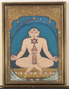 Een paneelschilderij van een Tirthankara door Indian School