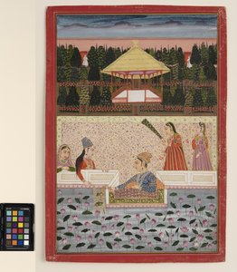 Een prins en prinses spelen met sterretjes bij een lotusbassin, c.1760